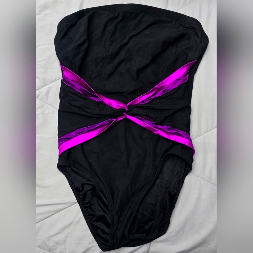 Black and Purple Sexy One Piece Swimsuit